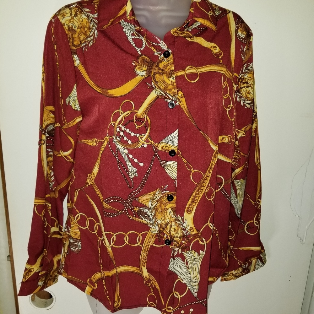 Printed button down blouse